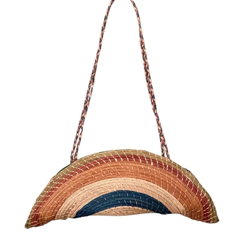 Boho Half Moon Colorful Woven Shoulder Bag